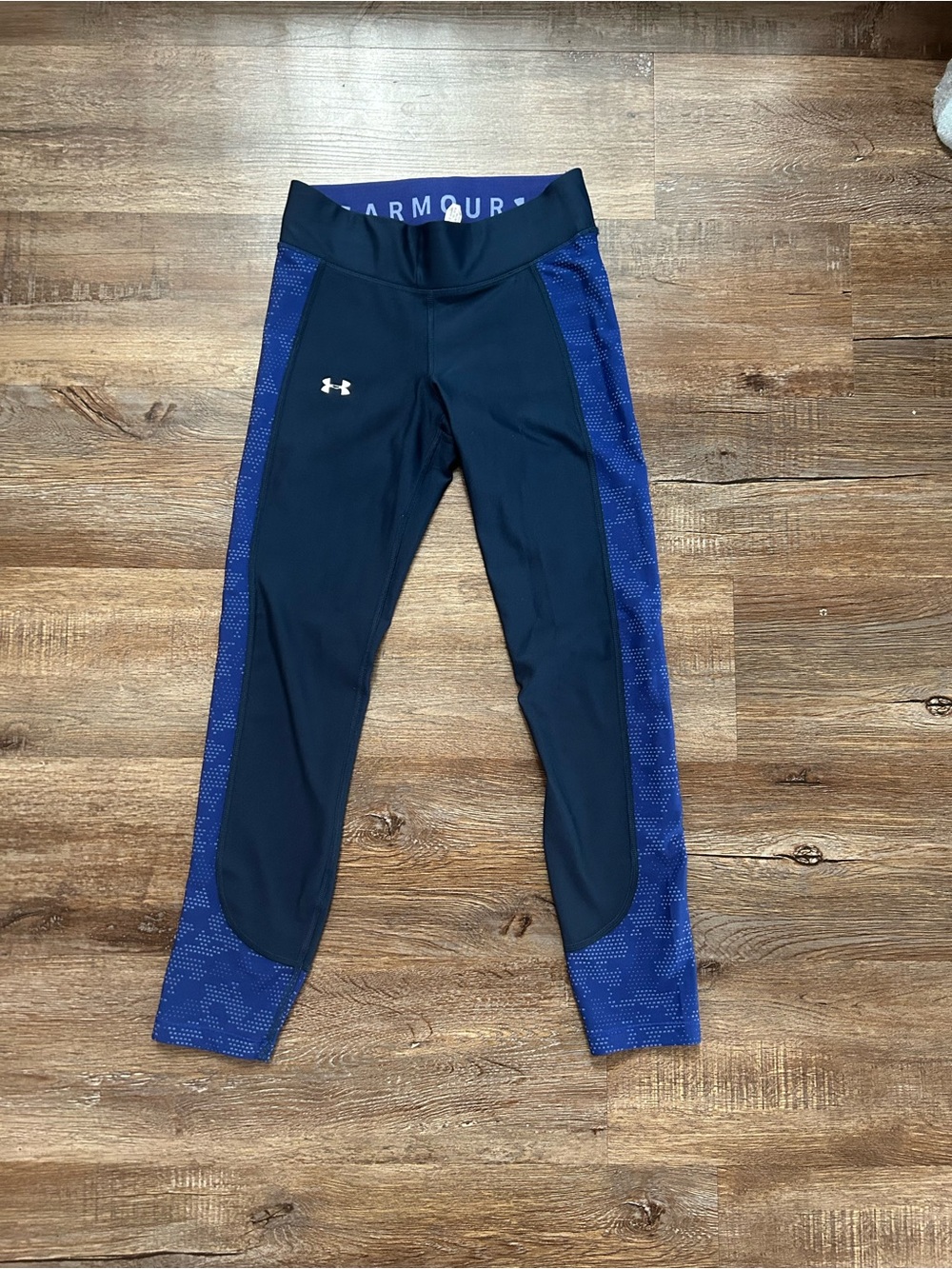 Under Armour Black Leggings with Blue Side Panels